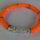 Neon Orange - Resort Ready Silver Heishi Bracelet