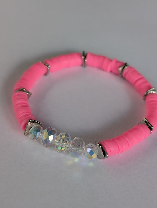 Pretty in Pink - Resort Ready Silver Heishi Bracelet