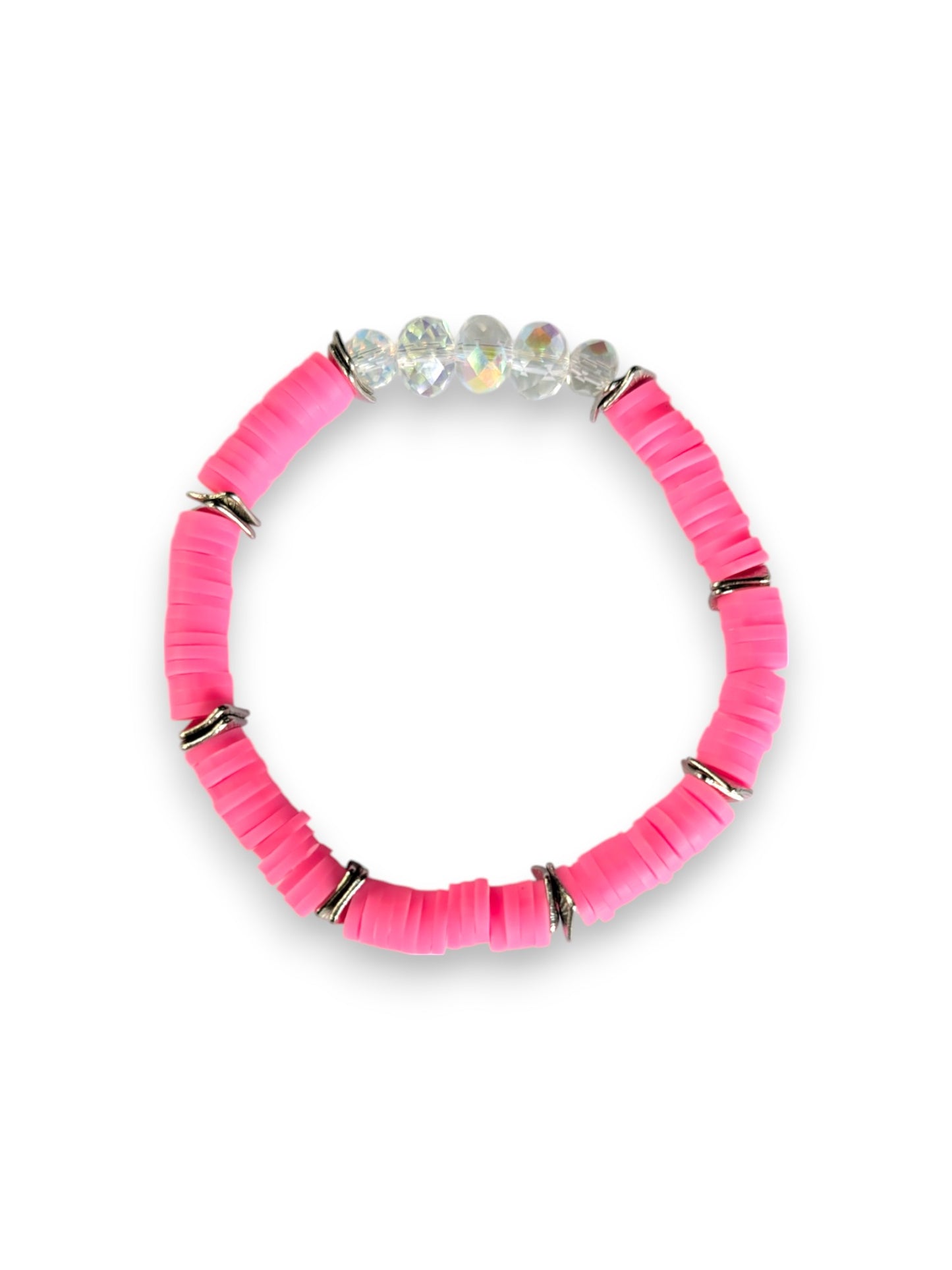 Pretty in Pink - Resort Ready Silver Heishi Bracelet