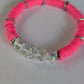 Hot Pink - Resort Ready Silver Heishi Bracelet