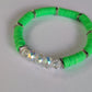 Neon Lime - Resort Ready Silver Heishi Bracelet