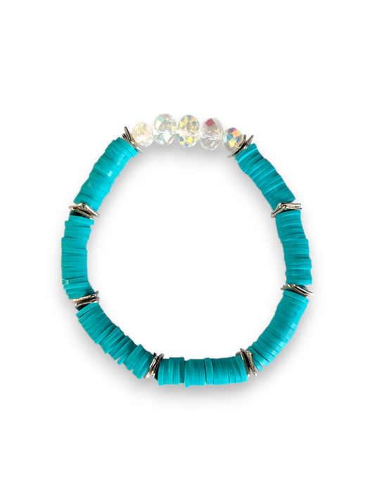 Talk Teal to me - Resort Ready Silver Heishi Bracelet