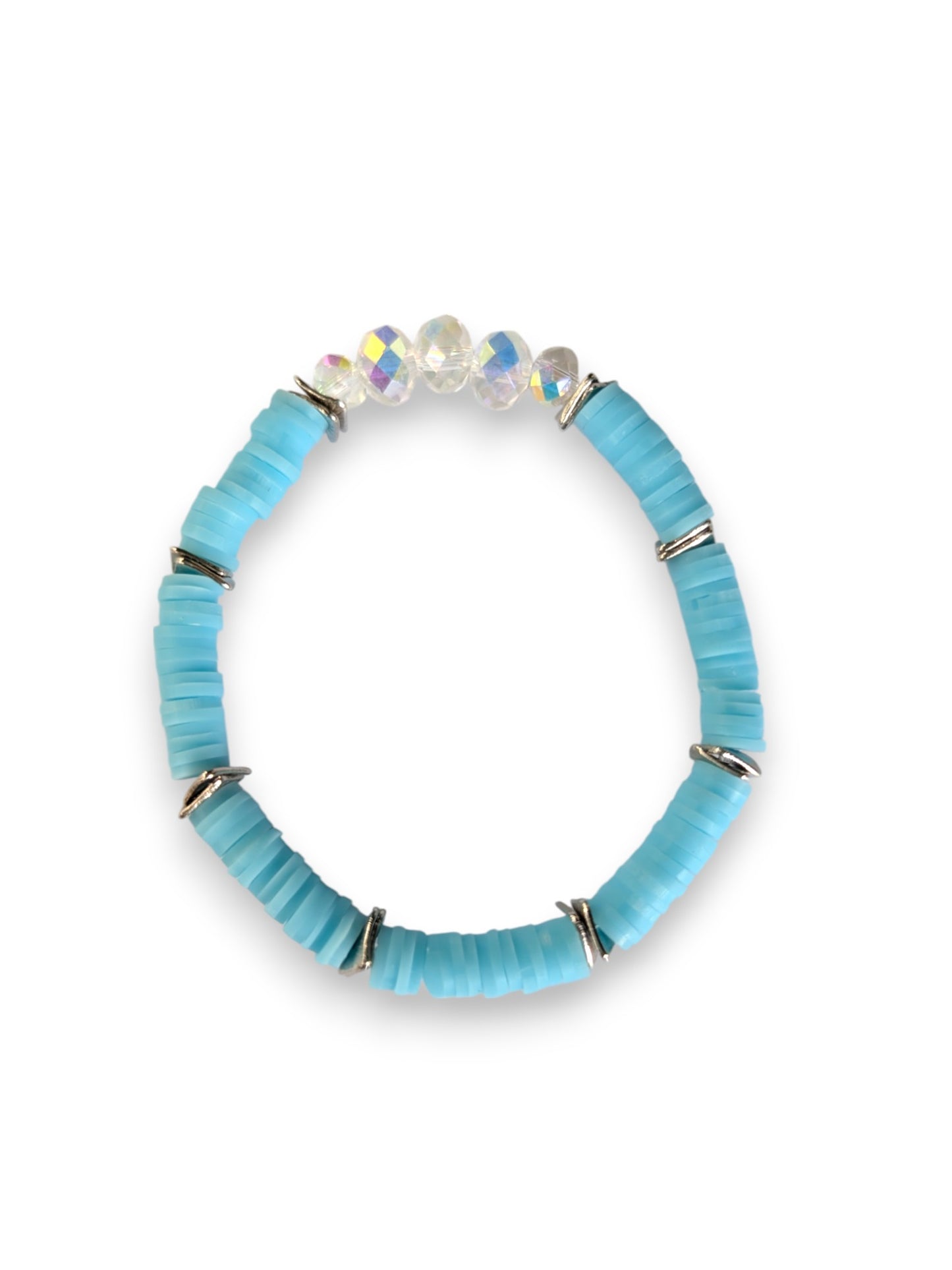 Sky blue - Resort Ready Silver Heishi Bracelet