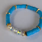 Neon Blue- Resort Ready Gold Heishi Bracelet