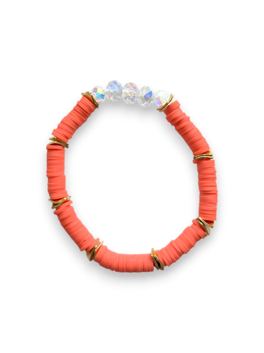 Coral - Resort Ready Gold Heishi Bracelet