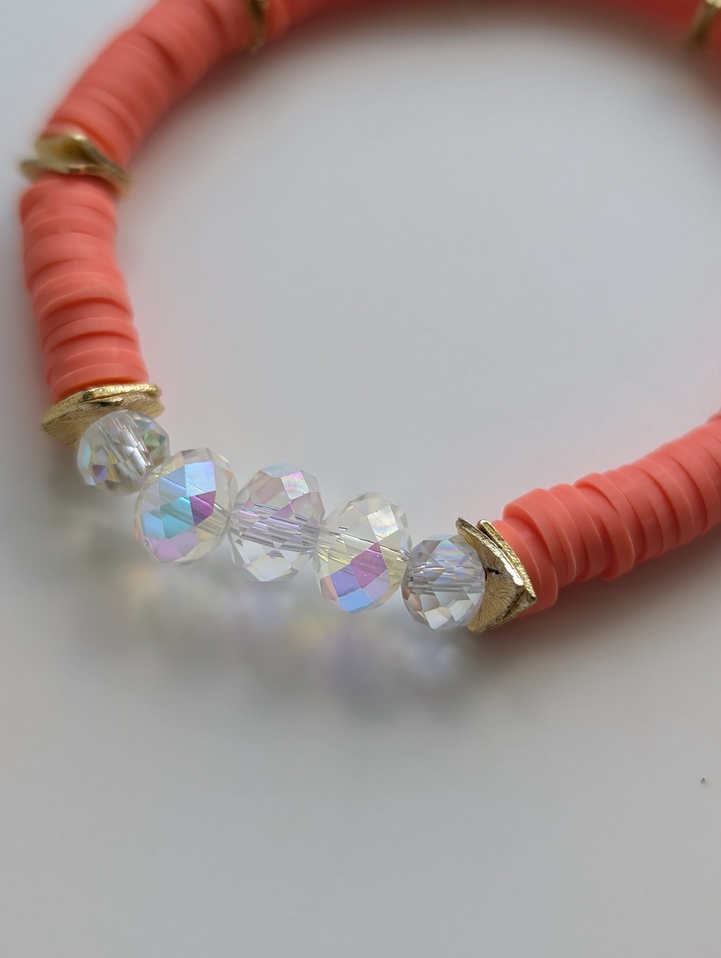 Coral - Resort Ready Gold Heishi Bracelet