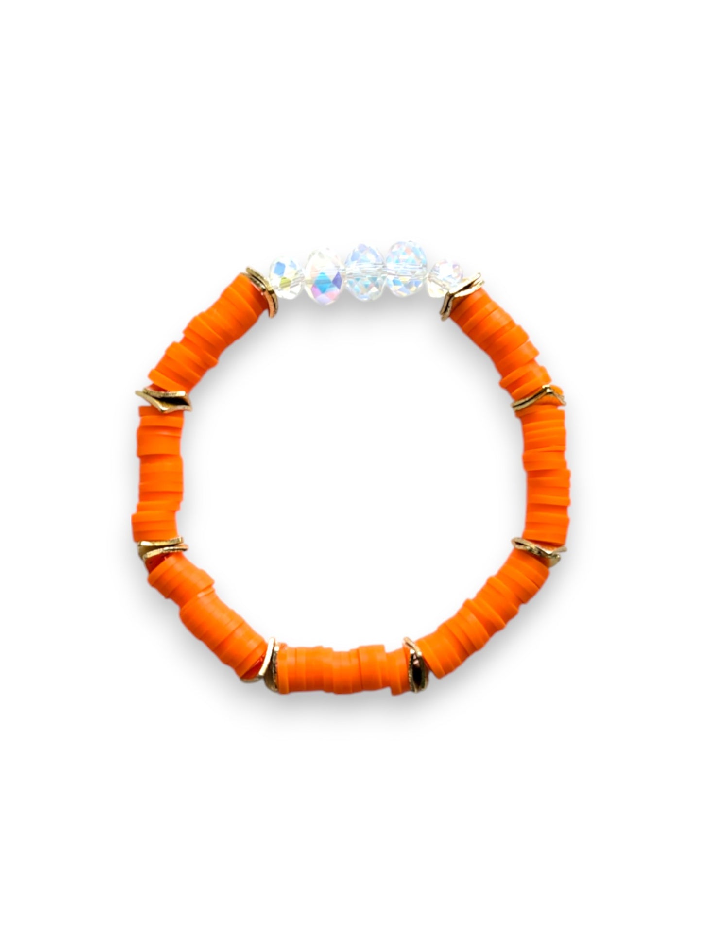 Orange- Resort Ready Gold Heishi Bracelet