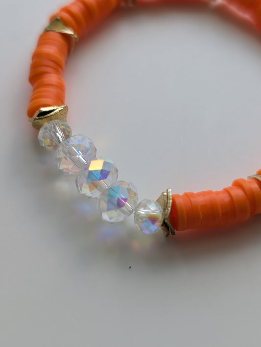 Orange- Resort Ready Gold Heishi Bracelet