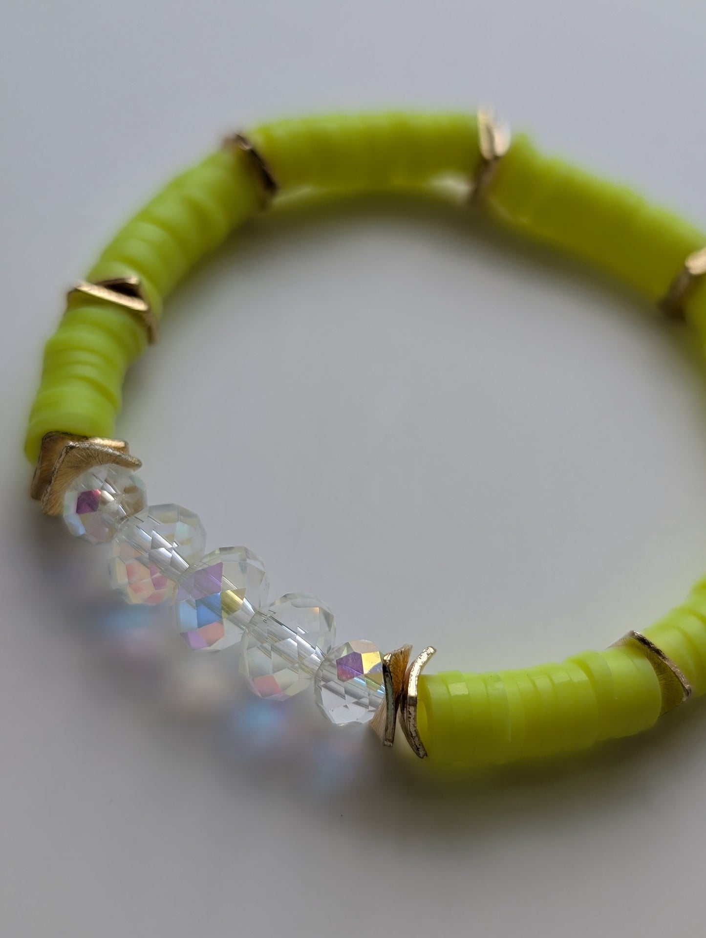 Neon Yellow- Resort Ready Gold Heishi Bracelet