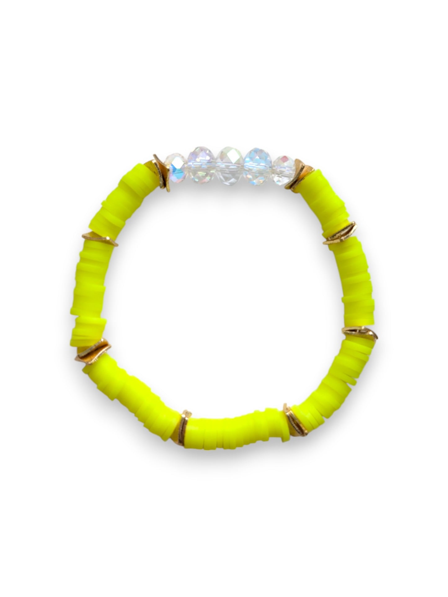 Neon Yellow- Resort Ready Gold Heishi Bracelet