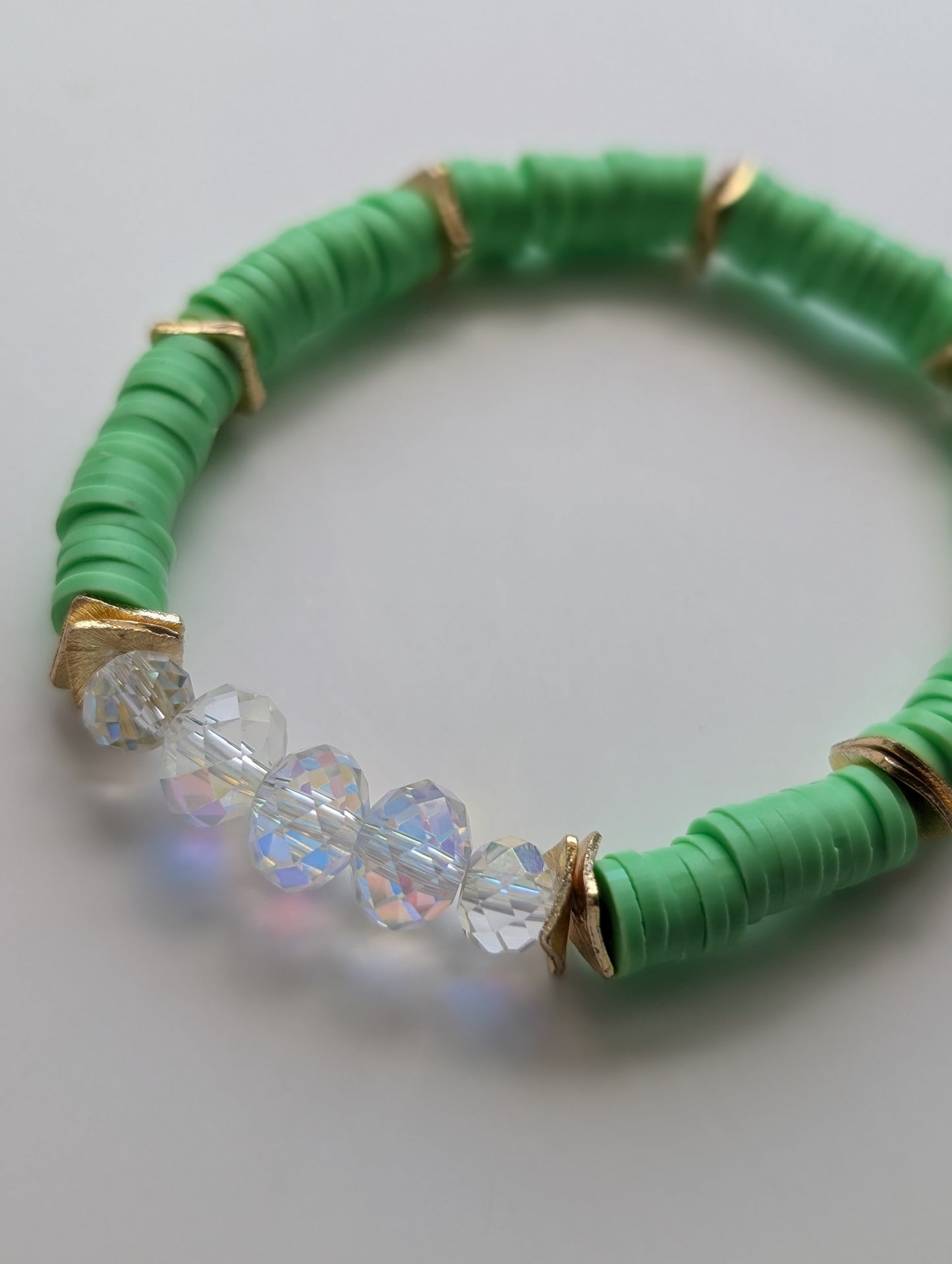 Neon mint - Resort Ready Gold Heishi Bracelet