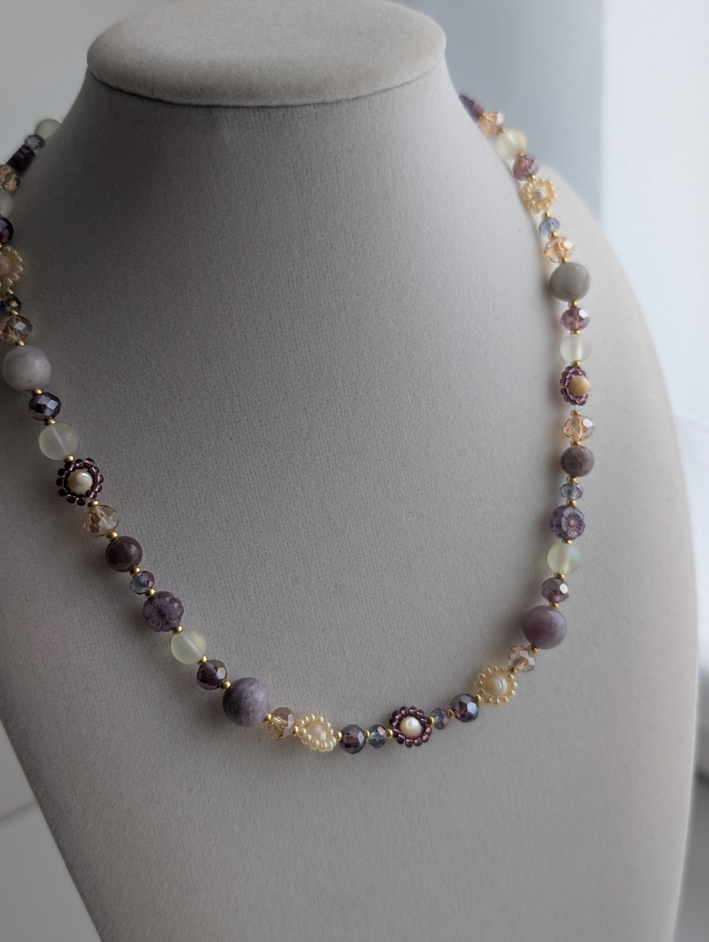 Mauve It Over Floral Beaded Necklace
