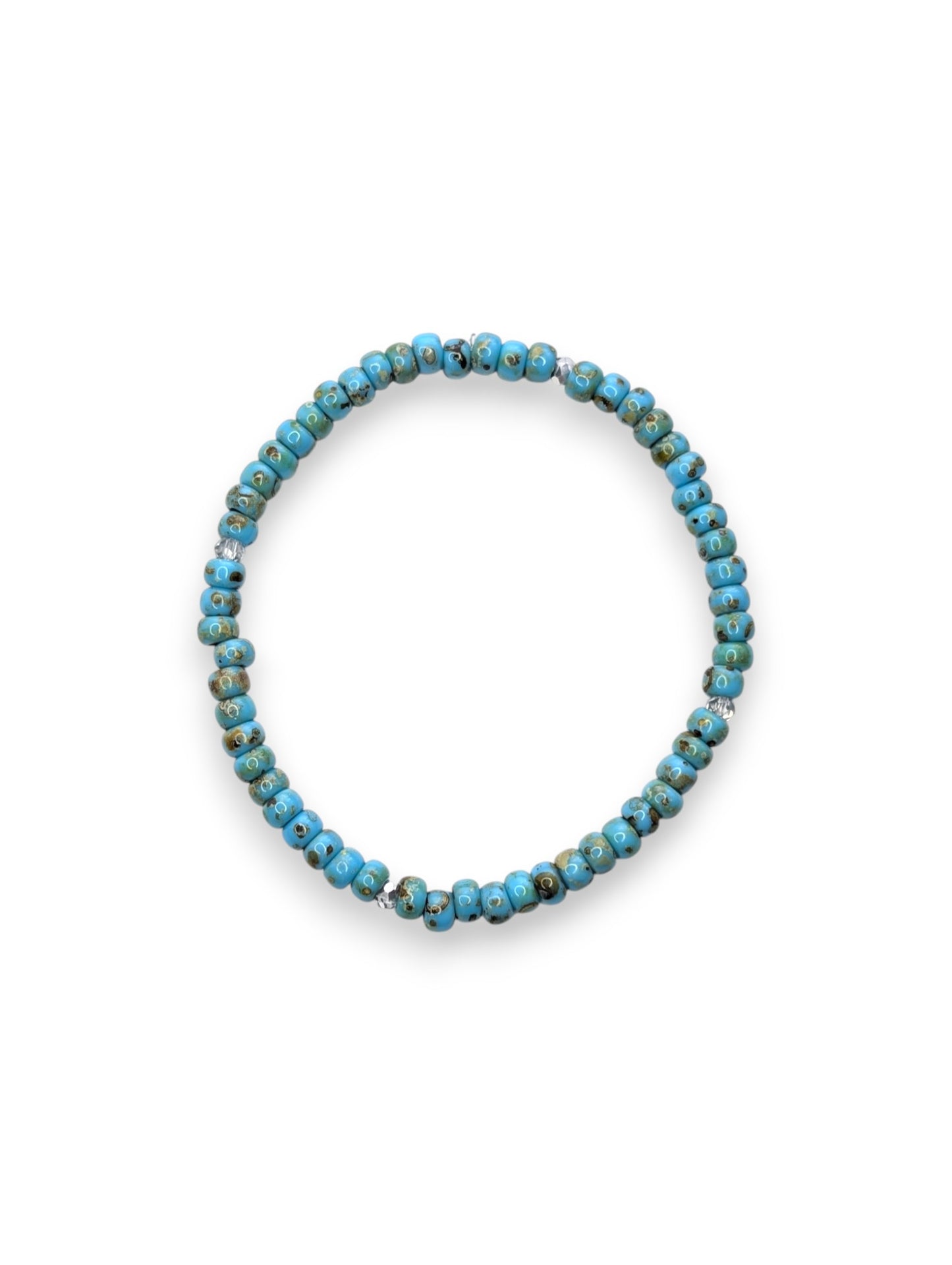 “Driftwood Turquoise Sparkle Stackler bracelet – faceted beads with rhinestone accents, fall florals jewelry.”