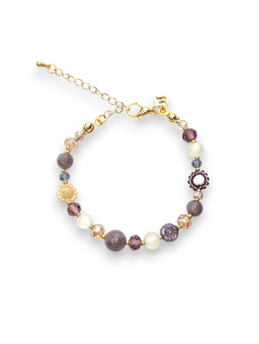 Mauve It Over Floral Beaded Bracelet