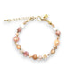 Blush Hour Daisy Chain Bracelet – blush, cream, champagne beads, gold-plated chain.