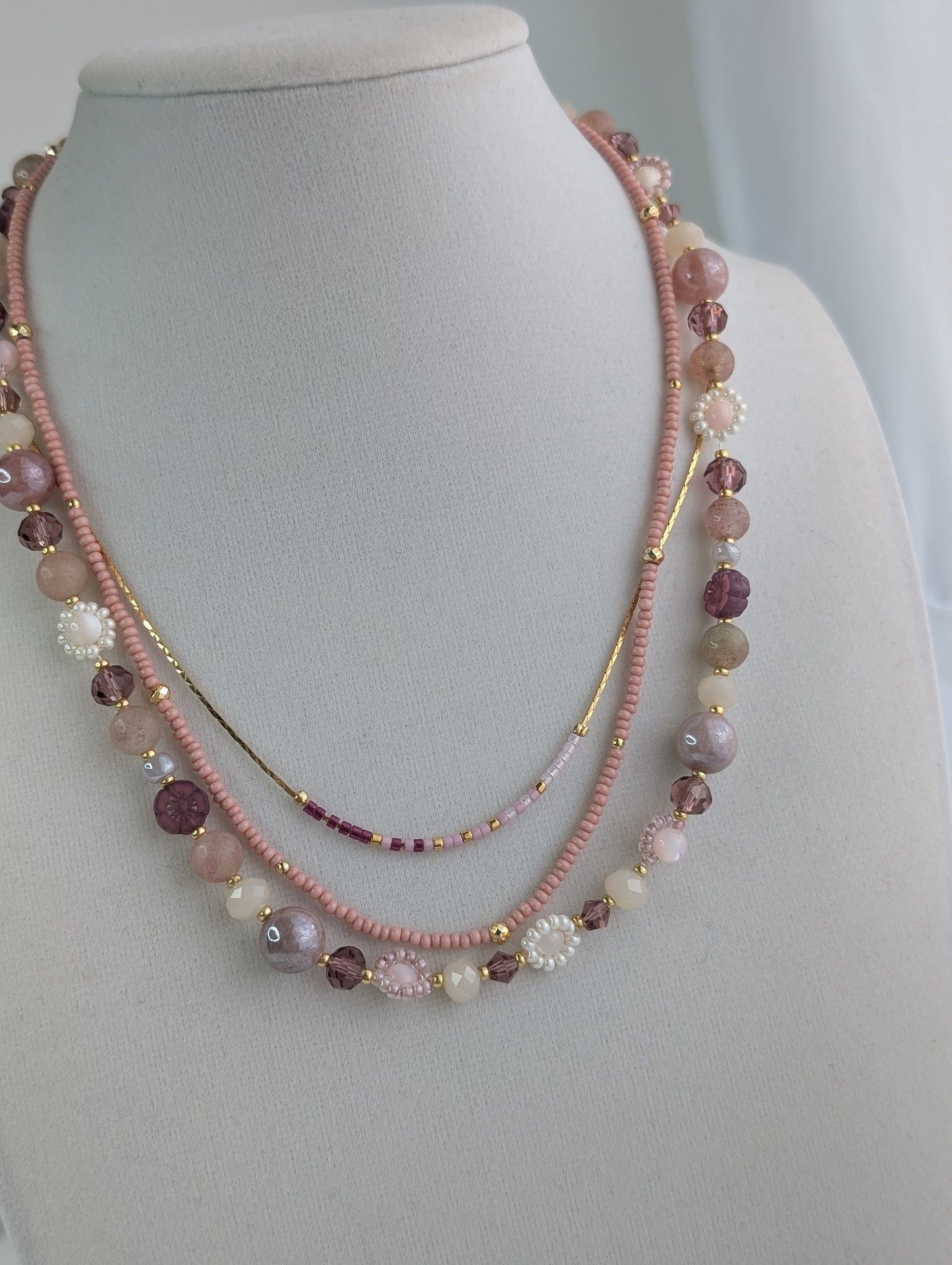 Wine Not Floral Beaded Necklace