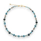 Sea La Vie Daisy Chain Necklace – jade, turquoise, aventurine beads, gold-plated chain.