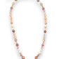 “Blush Hour Daisy Chain Necklace – blush, cream, champagne beads, gold-plated chain.”