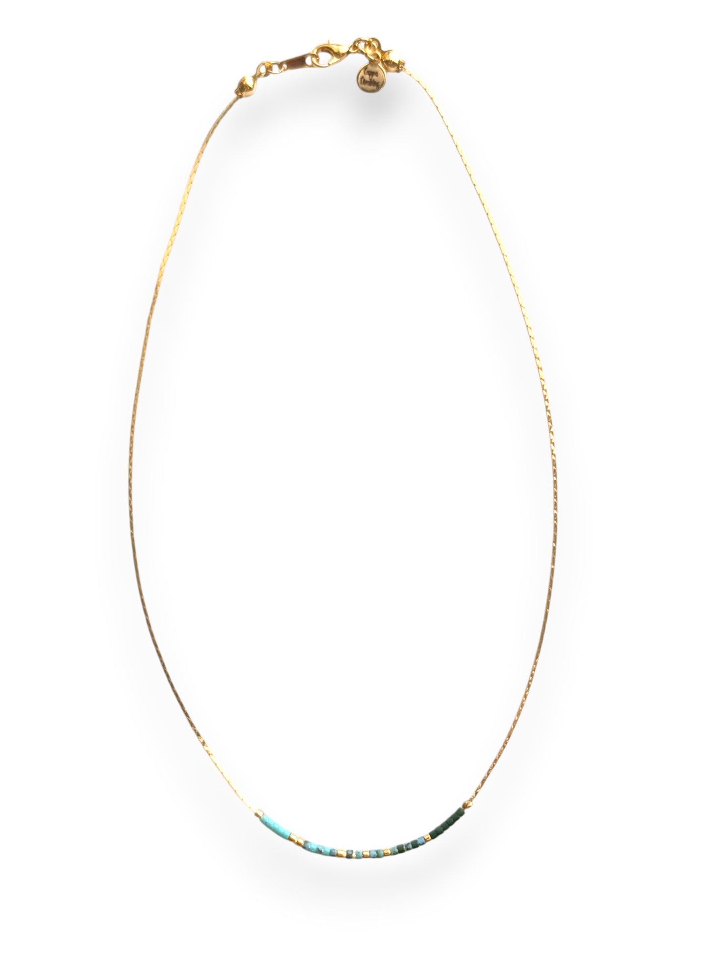 Emerald Tide Snake Chain Necklace – green, marbled turquoise, aqua ombre.