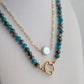 The Emmaline Charm Choker Necklace - Aqua Serpentine Jasper