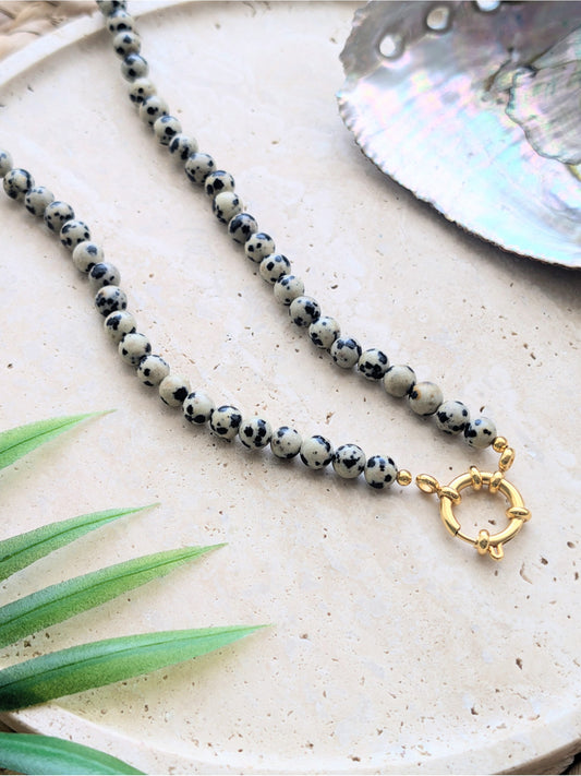 The Emmaline Charm Choker Necklace - Spotted Jasper