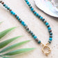 The Emmaline Charm Choker Necklace - Aqua Serpentine Jasper