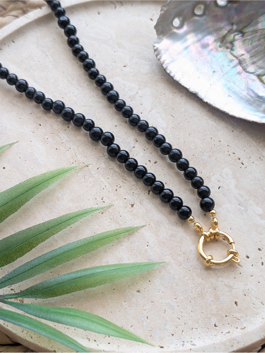 The Emmaline Charm Choker Necklace - Black Obsidian