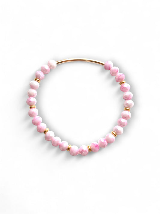 Strawberry swirl Gold Bar Bracelet