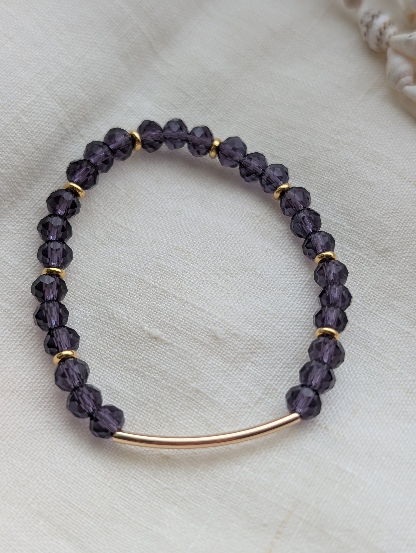 Amethyst Gold Bar Bracelet