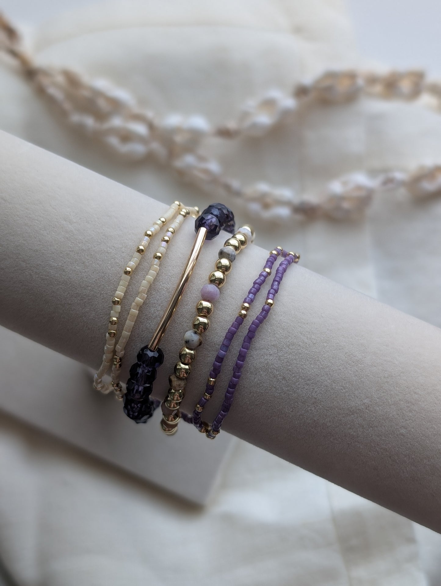 Amethyst Gold Bar Bracelet