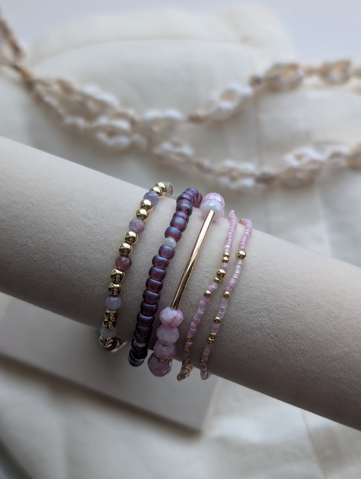 Strawberry swirl Gold Bar Bracelet