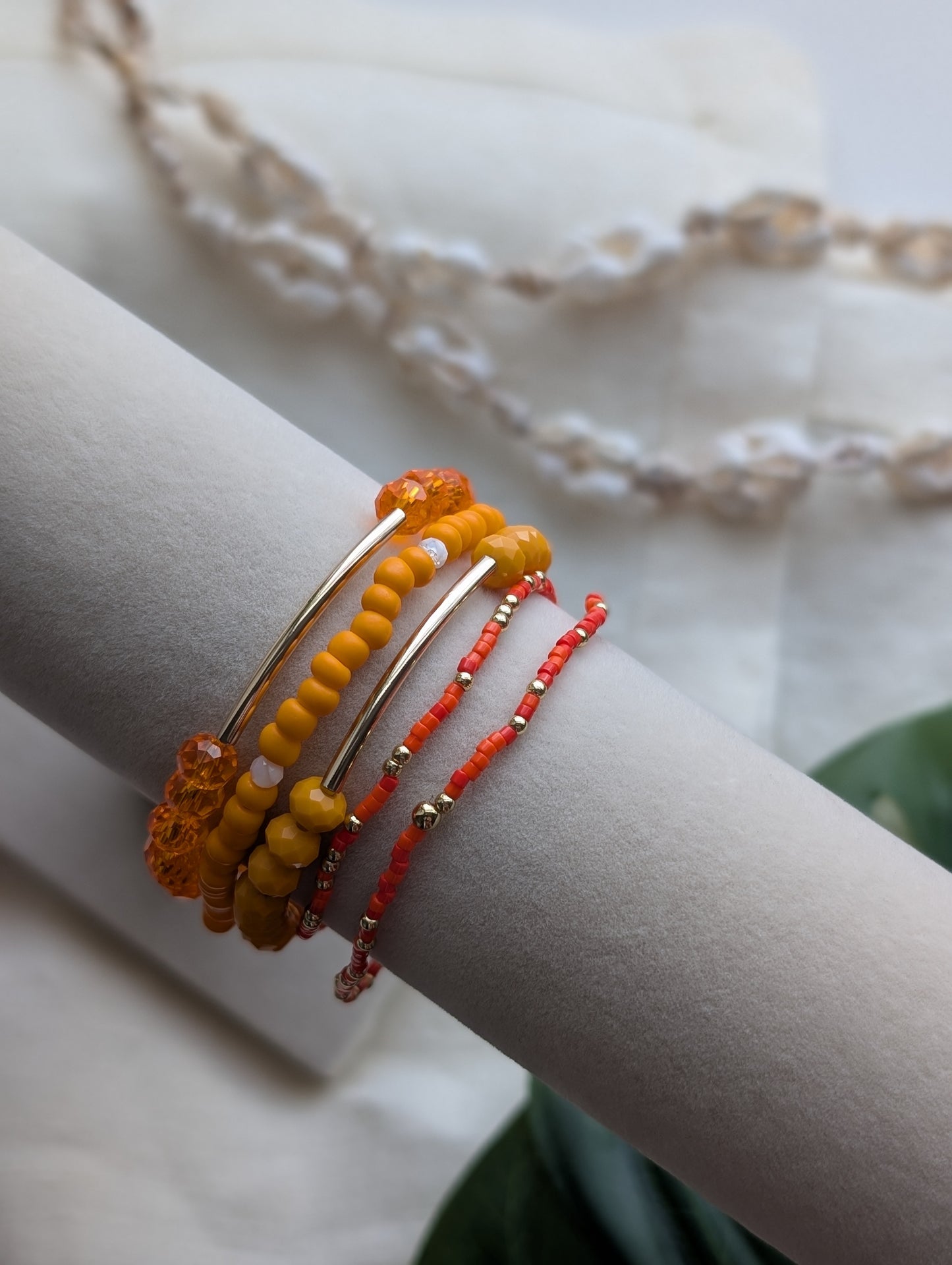 Golden Sun Orange Gold Bar Bracelet