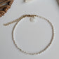 Minimal freshwater pearl anklet with white pearls and gold PVD hardware