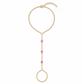 Dragon Fruit berry pink fire opal hand chain featuring three luminous opals with magenta, fuchsia, raspberry, and violet flashes on a diamond-cut 18K Gold PVD chain.