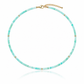 Hand-strung genuine faceted chrysoprase gemstone necklace with 18K Gold PVD accents, inspired by crystal-clear tropical waters and coastal island escapes.