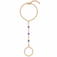 Midnight Açaí deep plum purple fire opal hand chain featuring three luminous opals with electric blue, indigo, and violet flashes on a diamond-cut 18K Gold PVD chain.