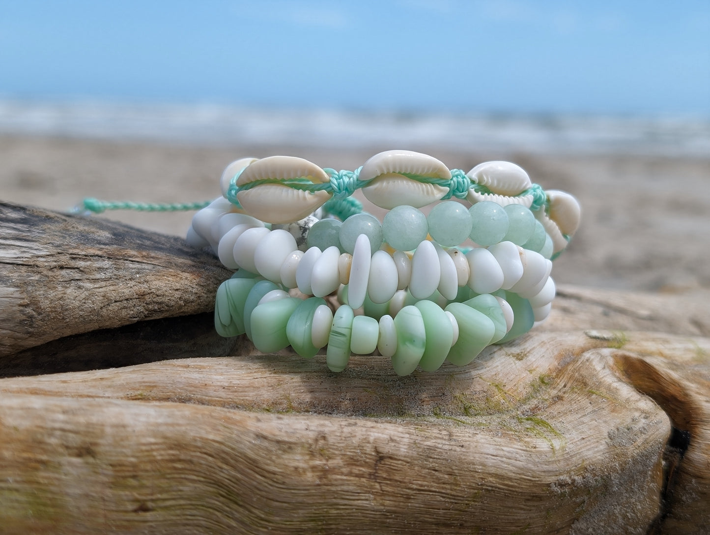 Mint Green - Sea Glass Puka Bracelet