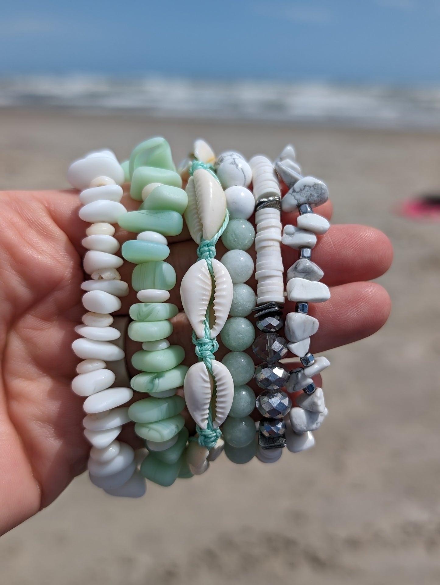 Mint Green - Sea Glass Puka Bracelet