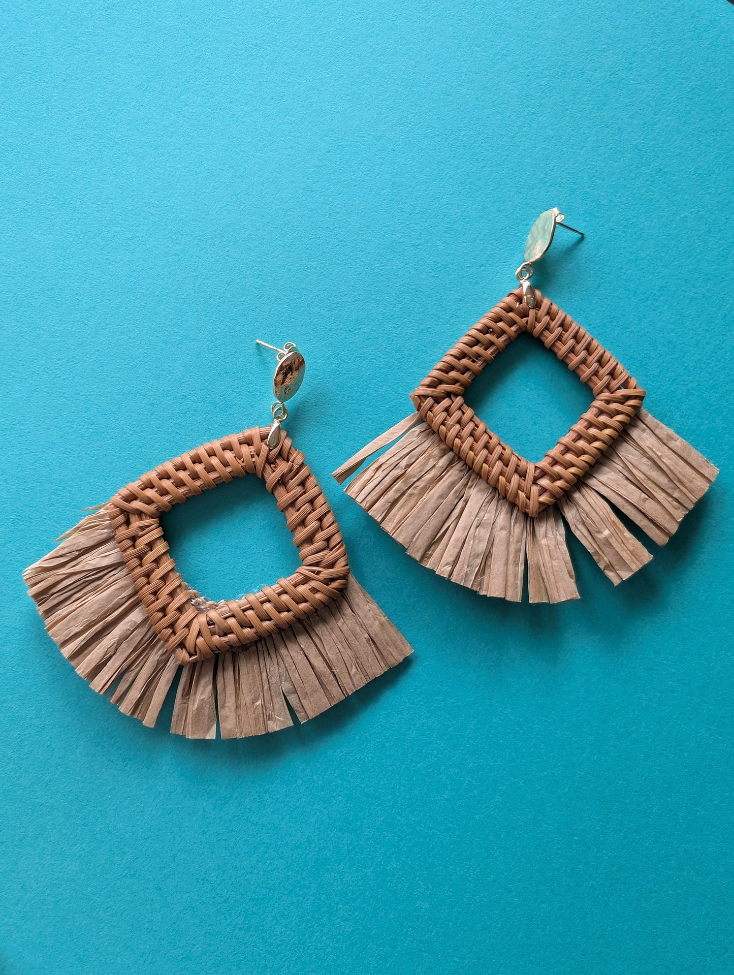 Tiki Girl Rattan Earrings