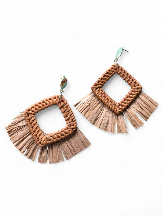 Tiki Girl Rattan Earrings