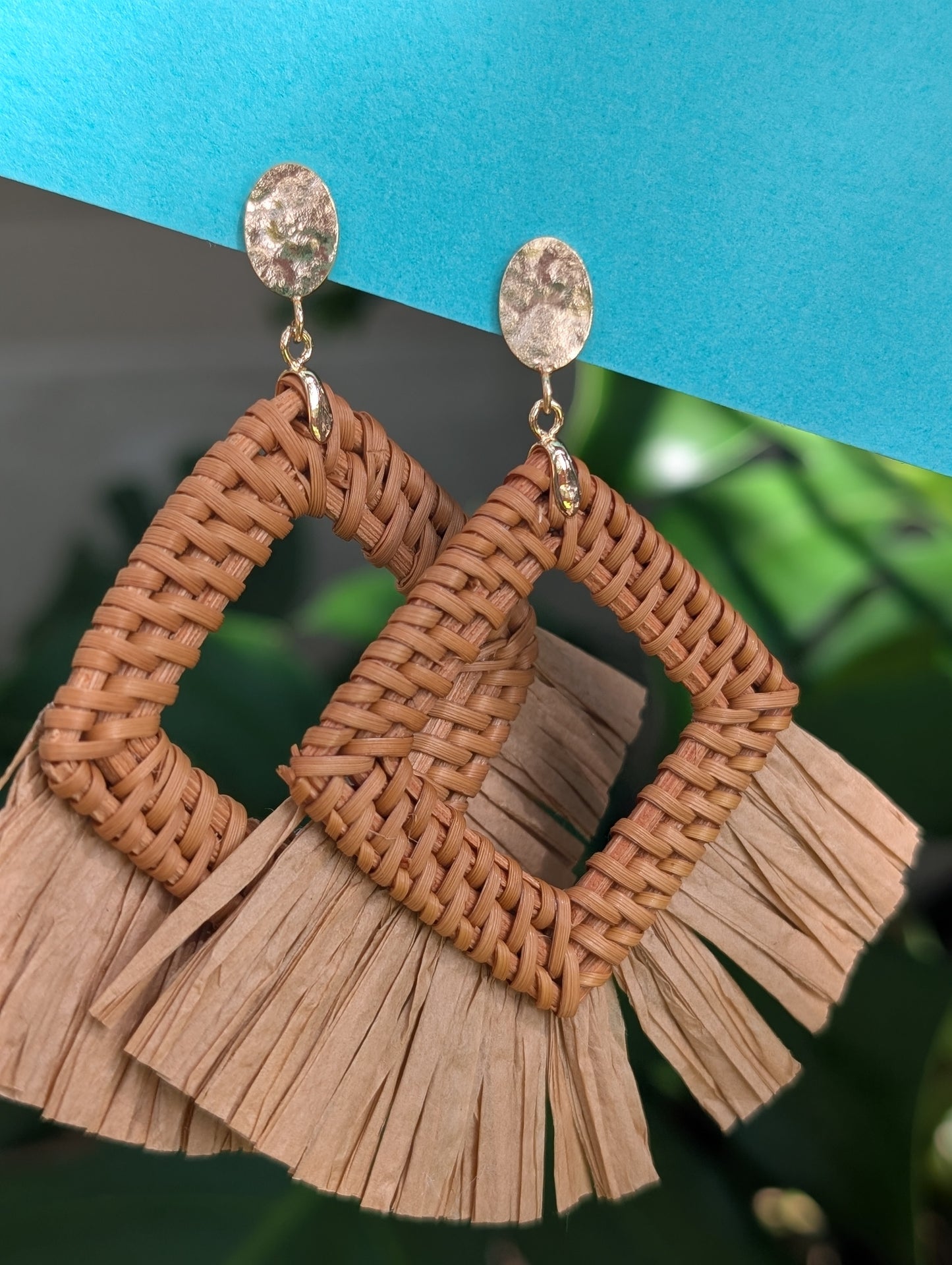 Tiki Girl Rattan Earrings