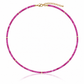 Hand-strung genuine faceted pink ruby gemstone necklace with 18K Gold PVD accents, inspired by the soft pink and purple colors of Hawaiian sunsets.