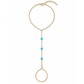 Blue Hawaiian turquoise fire opal hand chain featuring three luminous opals with aqua, Caribbean blue, teal, and subtle white flashes on a diamond-cut 18K Gold PVD chain.