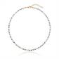 Hand-strung necklace featuring genuine mother of pearl rondelles, faceted watermelon tourmaline gemstones, and 18K Gold PVD hardware inspired by tropical coastal style.